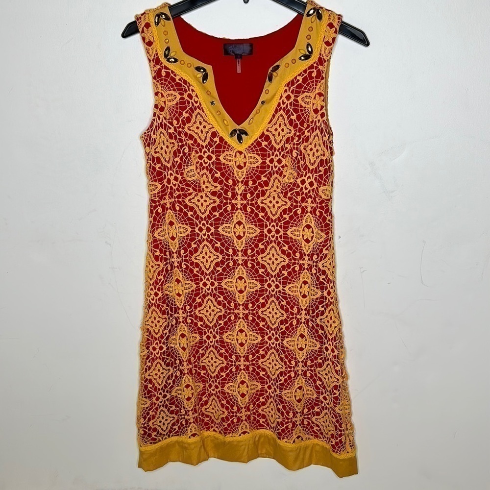 Hale Bob Embroidered Beaded Dress Small